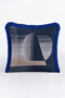 Geometric Modern Luxury Fringed Pillowcase-Satin Navy Blue Gray Minimalist Tufted Throw Pillow Cover - 4