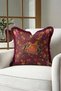 Indian Palace Animal Figured Luxury Fringed Pillow Case-Ethnic Burgundy Gold Color Tassels Throw Pillow Cover - 3