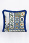 Palace Tile Motif Fringed Pillowcase - Mediterranean Spring Rustic Blue Yellow Tassel Throw Pillow Cover - 3