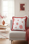 Red Snowflake Fringed Pillowcase - Winter Themed Modern White Red Tassel Throw Pillow Cover - 2