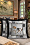 Elegant Horse Figured Stylish Fringed Pillowcase-Grey Black Anthracite Modern Tufted Throw Pillow Cover - 8