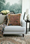 Elegant Floral Motif Fringed Pillowcase - Asian Rustic Brown and Cream Tassel Throw Pillow Cover