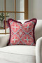 Oriental Tulip Motif Luxury Fringed Pillowcase-Classic Mint Red Retro Tassel Throw Pillow Cover - 3