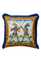 Medieval Knight Scene Fringed Pillowcase - Baroque Elegant Blue Yellow Bohemian Tassel Throw Pillow Cover - 4