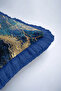 Luxury Marble Effect Fringed Pillowcase - Abstract Waves Blue Gold Color Throw Pillow Cover with Tassels - 7