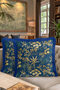 Tropical Leaf Gold Color Fringed Pillowcase-Leopard Floral Midnight Blue Tufted Throw Pillow Cover - 8
