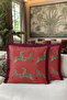 Zebra Figured Fringed Pillowcase - Safari Ethnic Red Burgundy Tasseled Throw Pillow Cover - 6