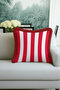 Striped Red Fringed Pillowcase - Vibrant Retro Style Red and White Tassel Throw Pillow Cover