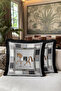 Elegant Horse Figured Stylish Fringed Pillowcase-Grey Black Anthracite Modern Tufted Throw Pillow Cover - 6