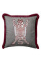 Ethnic Tiger Motif Fringed Pillowcase - Bohemian Burgundy Accent Gray Tassel Throw Pillow Cover - 2