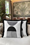 Black White and Gray Geometric Shapes Fringed Pillowcase-Minimalist Style Tufted Throw Pillow Cover - 6