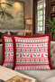 Nordic Winter Motif Fringed Pillowcase-Christmas Themed Red Rustic Tassel Throw Pillow Cover with Deer - 8