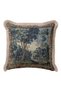 Baroque Forest Themed Fringed Pillowcase-Classic Vintage Nostalgic Green Beige Tassel Throw Pillow Cover - 3