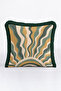 Retro Wave Energy Fringed Pillowcase - Green Bohemian Gold Color Tassel Throw Pillow Cover