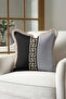 Luxury Geometric Motif Fringed Pillowcase - Classic Greek Black Gray Gold Tufted Throw Pillow Cover - 5