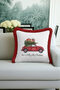 Classic Christmas Car Fringed Pillowcase - Vintage Winter Themed Red Tassel Throw Pillow Cover - 4