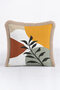 Modern Geometric Fringed Pillowcase - Retro Mustard Green Tufted Throw Pillow Cover with Leaf Motif - 4