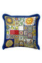 Mediterranean Tile Motif Fringed Pillowcase - Artistic Retro Cobalt Blue Yellow Tassel Throw Pillow Cover - 4