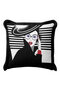 Elegant Retro Chic Fringed Pillowcase - Graphic Portrait Themed Modern Black Tassel Throw Pillow Cover - 4