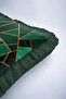 Geometric Gold Color Fringed Pillowcase - Emerald Green Modern Luxury Tufted Throw Pillow Cover - 7