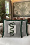 Elegant Green Snake Motif Luxury Fringed Pillowcase-Black Geometric Modern Tufted Throw Pillow Cover - 6