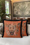 Noble Leopard Floral Fringed Pillowcase - Wild Nature Bohemian Orange Black Tassel Throw Pillow Cover - 6