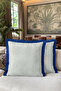 Elegant Leaf Motif Fringed Pillowcase - Natural Nordic Blue Tufted Throw Pillow Cover - 6