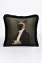 Portrait of Aristocratic Cat Fringed Pillowcase-Black Elegant Cream Retro Tassels Throw Pillow Case - 3