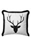 Black Deer Figured Fringed Pillowcase - Minimalist Natural Modern Monochrome Tufted Throw Pillow Cover - 5
