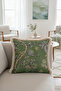 Luxury Botanical Fringed Pillowcase - Vintage Nature Themed Country Green Cream Tufted Throw Pillow Cover - 2