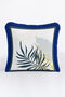 Tropical Leaf Gold Color Fringed Pillowcase - Modern Navy Blue Detailed Tassel Throw Pillow Cover - 5
