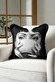 Surreal Black and White Portrait Fringed Pillowcase - Artistic Retro Monochrome Tassel Throw Pillow Cover - 3