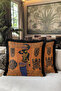 African-Influenced Ethnic Fringed Pillowcase - Tribal Bohemian Orange Black Tassel Throw Pillow Cover - 6