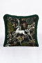 Luxury Fringed Pillowcase with Mythological Figure-Green Black Fantastic Classic Tassels Throw Pillow Case