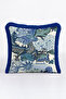 Asian Dragon Motif Fringed Pillowcase - Modern Blue Tassel Throw Pillow Cover Inspired by Far East