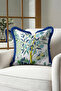 Luxury Botanical Garden Fringed Pillowcase - Vibrant Nature Modern Blue Green Tufted Throw Pillow Cover - 4