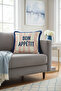 Pastel Striped Fringed Pillowcase-Bon Appetit Written Blue Edged Soft Tassel Throw Pillow Cover - 4