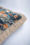 Flowers and Birds Modern Fringed Pillowcase-Blue Orange Natural Classic Tufted Throw Pillow Cover - 7