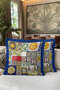 Mediterranean Tile Motif Fringed Pillowcase - Artistic Retro Cobalt Blue Yellow Tassel Throw Pillow Cover - 6