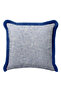 Flawless Blue Satin Luxury Fringed Pillowcase-Elegant Striped Modern Navy Tassel Throw Pillow Cover - 5