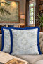 Baroque Motif Fringed Pillowcase - Classic French Blue Gray Luxury Tufted Throw Pillow Cover - 8
