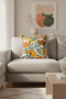 Tropical Fruits Fringed Pillowcase - Mediterranean Summer Breeze Green Orange Tassel Throw Pillow Cover - 3