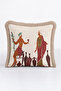 Mythological Figure Fringed Pillowcase - Classic Ancient Themed Retro Burgundy Beige Tassel Throw Pillow Cover