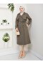 Women's Belted and Zipper Detailed Trench Coat - 6