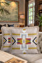 Ethnic Geometric Gold Color Fringed Pillowcase - Bohemian Modern Beige Gray Tufted Throw Pillow Cover - 8