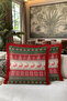 Nordic Snowflake Fringed Pillowcase - Christmas Themed Red Green Tassel Throw Pillow Cover - 6