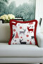 Nordic Deer Figured Fringed Pillowcase-Winter Themed Modern Red Gray Tassels Throw Pillow Cover - 4