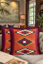 Ethnic Geometric Fringed Pillowcase - Bohemian Tile Burgundy Tassel Throw Pillow Cover - 8