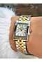 Steel Band Square Dial 5 Atm Water Resistant Silver-Gold Color Women Wristwatch 2505