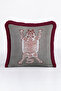 Ethnic Tiger Motif Fringed Pillowcase - Bohemian Burgundy Accent Gray Tassel Throw Pillow Cover - 5